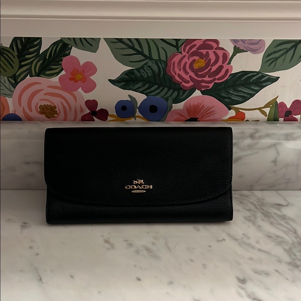 Authentic Leather Wallet Coach New York Large Full Size Brass Hardware